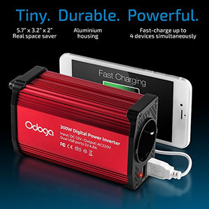 Odoga Inverter di Potenza, Invertitore 300W per Auto, Convertitore da rosso - Ilgrandebazar