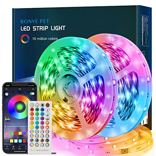 Striscia Led, Luci Led camera da letto 10 Metri, Led Striscia con 40 Tasti Telecomando Controller Bluetooth, Luci Led rgb Funzione Musicale, Strisce led per Decorazioni Cucina Bar Festa