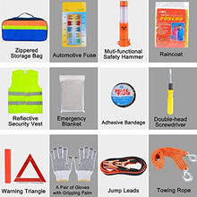 Carica l&#39;immagine nel visualizzatore di Gallery, KAHEIGN 12 In 1 Emergenza Kit per Auto, Strumenti di Sicurezza Automatica Guasto Auto Kit Incluso Segnalazione Triangolo, Gilet Visibilità, Traino Corda, Martello Multiuso, Piombo Salto, Auto Fusibile