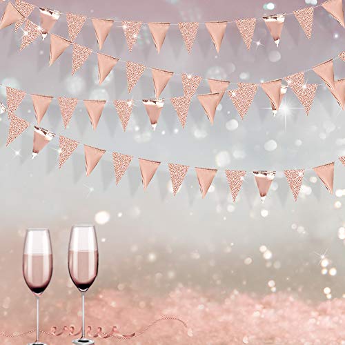Pink Blume 78pcs Bandierine Triangolari Bandiera di Pennant Oro Rosa