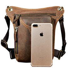 Carica l'immagine nel visualizzatore di Gallery, Xieben Vintage Leather Drop Leg Bag per Uomini Donne Marsupio #04deepbrown