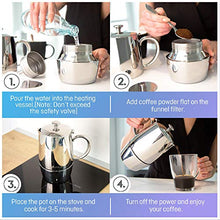 Carica l&#39;immagine nel visualizzatore di Gallery, VeoHome Caffettiera Induzione 6 Tazze 300 ml con Filtro Riduttore | 300 mL