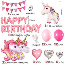 Carica l'immagine nel visualizzatore di Gallery, AYUQI Unicorno Palloncini Compleanno Decorazioni, Set di Banner Rosa Rossa