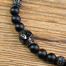 Carica l&#39;immagine nel visualizzatore di Gallery, COAI Set Due Bracciali da Uomo in Onice Opaca e Amuleto Teschio, Bracciali...