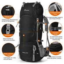 Carica l&#39;immagine nel visualizzatore di Gallery, MOUNTAINTOP 70L/80L Zaino da Trekking Outdoor 36 x 25 x 83 cm, Nero(nero)