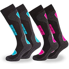 Carica l'immagine nel visualizzatore di Gallery, Occulto 2 paia di CALZE SCI per DONNA, Calde CALZE TERMICHE per SPORT INVERNALI, CALZE SPORTIVI TERMICI per DONNA 39-42 1 Paia Blu | 1 Paia Rosso