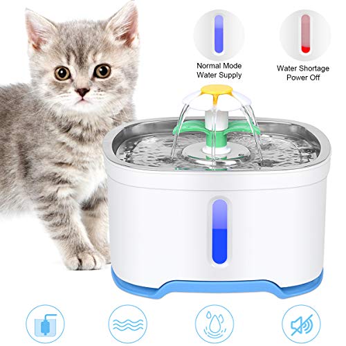 RIOGOO Fontana per Animali Domestici, Pompa di spegnimento Automatico 84oz /... - Ilgrandebazar