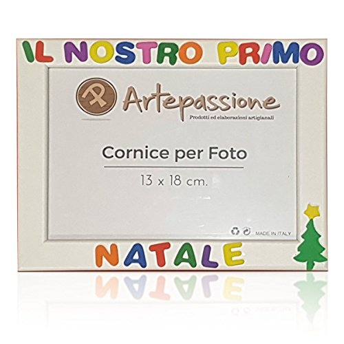 Cornici per foto in legno con scritto IL NOSTRO PRIMO NATALE decorata con... - Ilgrandebazar