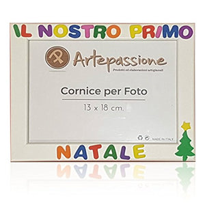 Cornici per foto in legno con scritto IL NOSTRO PRIMO NATALE decorata con... - Ilgrandebazar