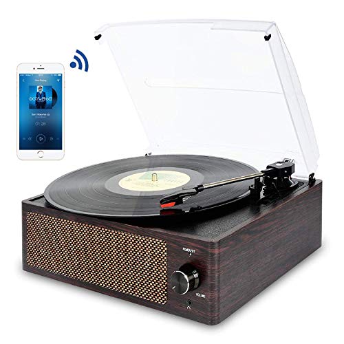 Giradischi Bluetooth Portatile a Tre Velocità (33 1/3, 45 E 78 Giri), Brown