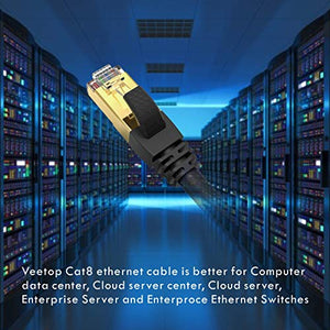 Veetop Cavo Ethernet LAN Cat 8 RJ45 per Rete Alta velocità 40 Gbps / 1m nero