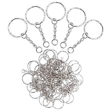 Carica l&#39;immagine nel visualizzatore di Gallery, Lictin 60 pezzi anelli per portachiavi 25mm argento tono Zigrinato...