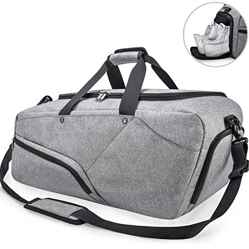 Borsone Palestra Uomo Borsa Sportiva Grande con Scomparto Scarpe Grigio