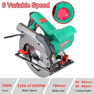 HYCHIKA Sega Circolare 1500W, 6 Velocità variabile, 2200-4700PRM, 2 lame per... - Ilgrandebazar