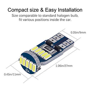 SanGlory 10 x T10 W5W LED Lampadine Canbus, Auto Lampade 15 x 10 Pezzi Bianco