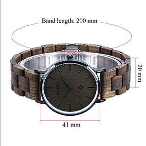 BEWELL Orologio in Legno Unisex Analogico Al quarzo con Cinturino Uomo Nero - Ilgrandebazar