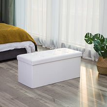 Carica l'immagine nel visualizzatore di Gallery, SONGMICS Cassapanca con Contenitore di 80 Litri, Pouf Poggiapiedi, Bianco - Ilgrandebazar