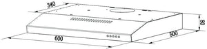CIARRA CBCB6903 Cappa Aspirante Sottopensile da 60 CM, Montaggio a Parete, con Ventola Estrattore, Nero