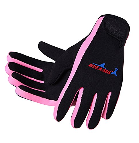 Lovache, guanti in neoprene 1,5 mm per nuoto, surf, immersioni, vela, S, Pink