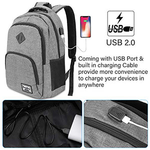 YAMTION Zaino Scuola per Superiore e università,Zaino PC Gjb6-grigio