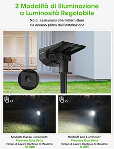 LITOM 12 LED Luci Solari da Esterno, IP67 Faretti a Paesaggio 2 pezzi