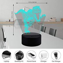 Carica l&#39;immagine nel visualizzatore di Gallery, Eala Lampada da Notte a LED 3D a Dinosauro 3 Motivi e 7 Tirannosauro-MY28