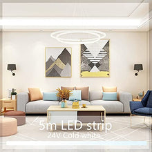 Carica l'immagine nel visualizzatore di Gallery, Arotelicht Striscia LED 24V Bianco Freddo 6000K 5M Strisce LED 300LEDs Luce 5050 senza adattatori Autoadesivo IP20 Illuminazione Interna per Cucina, Armadio, Decorazione della Stanza