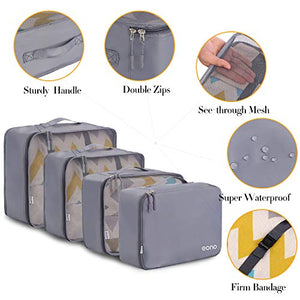 Eono by Amazon - Organizer Valigia Set di 8, cubi da viaggio, Grigio