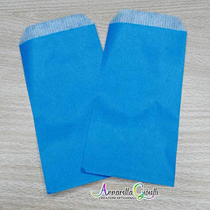 50 pezzi Sacchetti carta azzurro, 7x13 centimetri, confettata, blu, bustine... - Ilgrandebazar