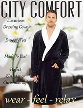 Carica l&#39;immagine nel visualizzatore di Gallery, CityComfort Accappatoio per Uomo in Pile Super Morbido con L-XL, Nero - Ilgrandebazar