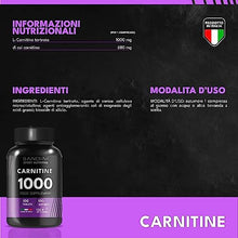 Carica l'immagine nel visualizzatore di Gallery, Bandini® L CARNITINA 1000 - 100 Compresse con Carnipure® (100 dosi, 100 giorni) - Integratore con L-Carnitina Tartrato Vegan - Carnitine Pura per Atleti e Sportivi - Energia, Resistenza e Recupero