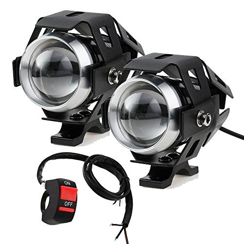 PROZOR 2PZ Luci Anteriori per Moto con Interruttore 15W 3000LM Lampada Nero