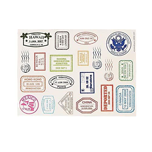 Fun Express Timbro del passaporto Adesivo Fogli (480) Stickers Tutti - Ilgrandebazar