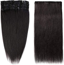 Carica l&#39;immagine nel visualizzatore di Gallery, Rich Choices Extension Capelli Veri Clip Full Head Remy Human Hair Extensions Clip 8 Fasce Naturalei Lunga 20cm Pesa 65g, #1B Nero Naturale 20 cm (65 g) #1B Nero Naturale