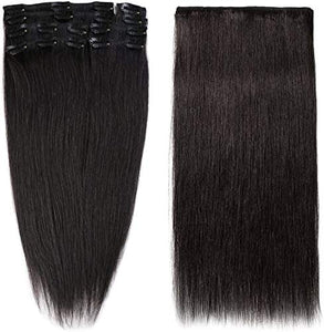 Rich Choices Extension Capelli Veri Clip Full Head Remy Human Hair Extensions Clip 8 Fasce Naturalei Lunga 20cm Pesa 65g, #1B Nero Naturale 20 cm (65 g) #1B Nero Naturale