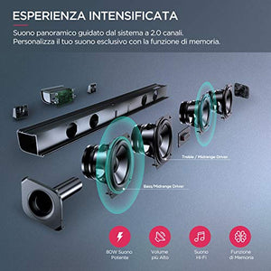 BOMAKER Soundbar 2.0 Canali, Potenza di Picco 80W 110dB, Bluetooth ODINE-Ⅱ - Ilgrandebazar
