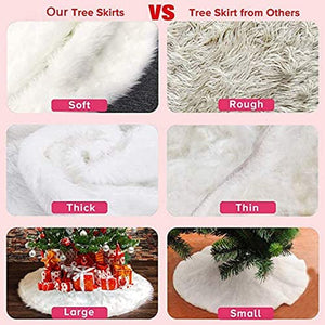 Flysee Albero di Natale Gonna Copertura di Base Bianco Peluche Pannello Esterno Albero Natale per Albero di Natale Decorazione Natalizia, 31 Pollici / 78CM