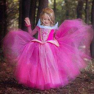 NNDOLL Aurora Principessa Vestito Sleeping Beauty Costume 140/5-6 anni, Fuxia - Ilgrandebazar