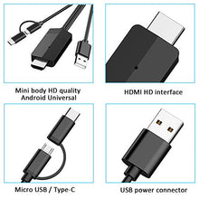 Carica l&#39;immagine nel visualizzatore di Gallery, Cavo 2 In 1 Da Usb Tipo C/Micro a Hdmi 2m, Adattatore Micro/USB C to HDMI