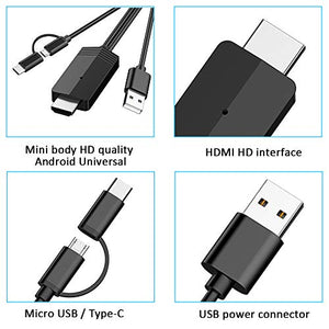 Cavo 2 In 1 Da Usb Tipo C/Micro a Hdmi 2m, Adattatore Micro/USB C to HDMI