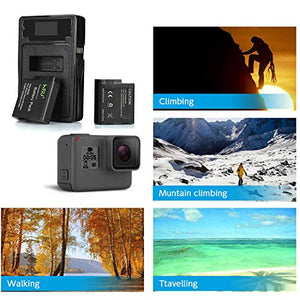 HSU - Batteria e caricatore doppio compatibile per Gopro Hero Per 5 6 7
