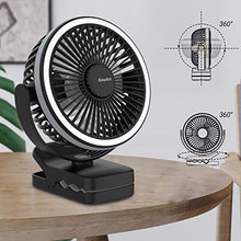 Carica l&#39;immagine nel visualizzatore di Gallery, EasyAcc Ventilatore Clip da Campeggio,6700mAh USB 6700mAh, Nero
