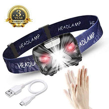 Carica l'immagine nel visualizzatore di Gallery, eecoo Lampada Frontale LED USB Ricaricabile 1200 mAh, Testa IPX4 8...