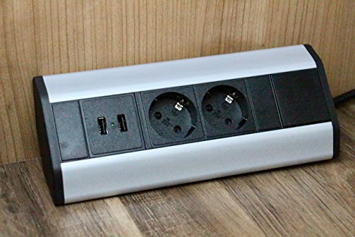 Presa ad angolo 2x Schuko, USB per cucina, ufficio, mobili. con...