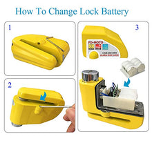 Carica l&#39;immagine nel visualizzatore di Gallery, FD-MOTO Allarme Blocco Disco Moto Bici Freno a Giallo - Ilgrandebazar