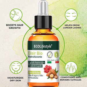 Olio di Ricino per Ciglia Capelli (50ml) Siero Allungante Pelle...