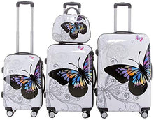Carica l&#39;immagine nel visualizzatore di Gallery, Set valigie rigide tipo trolley in policarbonato, 3 Set, Butterfly(4er Set)