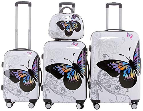Set valigie rigide tipo trolley in policarbonato, 3 Set, Butterfly(4er Set)