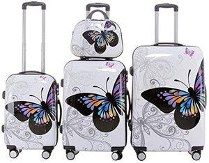 Set valigie rigide tipo trolley in policarbonato, 3 Set, Butterfly(4er Set)