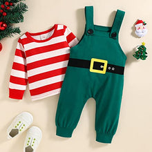 Carica l&#39;immagine nel visualizzatore di Gallery, Geagodelia Tutina Neonato Natale Set di Tutine Natalizie per Neonati Tuta a Maniche Lunghe a Girocollo a Righe Pagliaccetto Bambino Senza Piedini Pigiama Baby Rosso (Verde, 0-3 Mesi)
